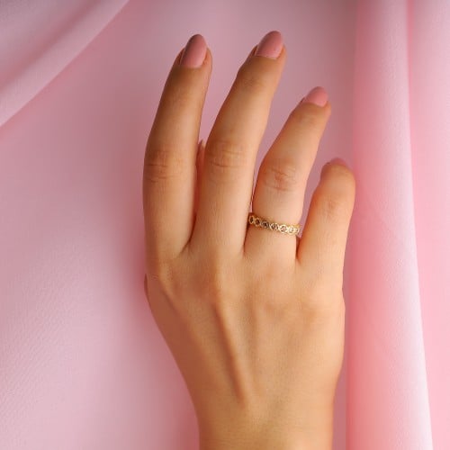 خاتم نسائي ناعم ذهب عيار 18 بوزن 2.36 جرام - خاتم...