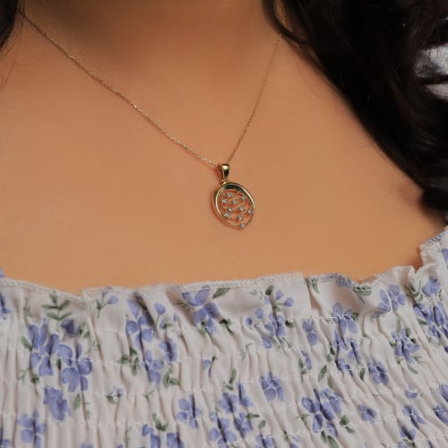 سلسال وتعليقة ذهب عيار 18 بوزن 3.82 جرام - سلسال ا...