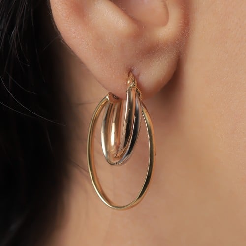 حلق ذهب حلقات عيار 18 بوزن 1.84 جرام - حلق البريق