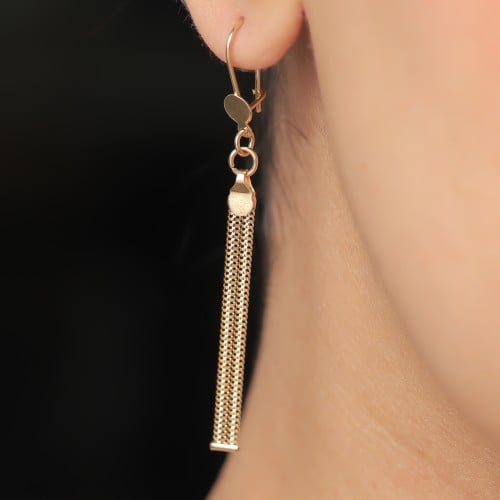 حلق نسائي ذهب عيار 18 بوزن 2.89 جرام - حلق رونق