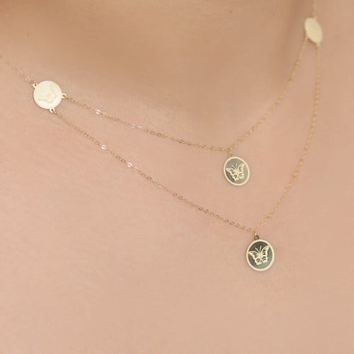 سلسال ذهب عيار 18 بوزن 0.98 جرام - سلسال فراشة