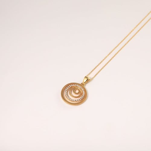 سلسال وتعليقة ذهب دوائر عيار 18 بوزن 3.13 جرام - س...