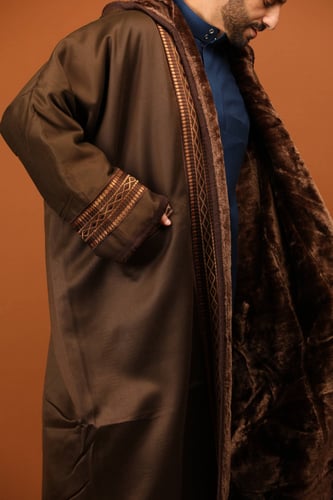 فروه شتوية رجاليه - فروة العارض لون عودي