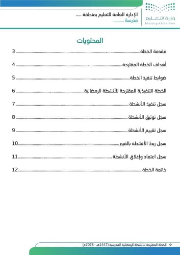 الخطة المقترحة للأنشطة الرمضانية المدرسية (1447هـ...
