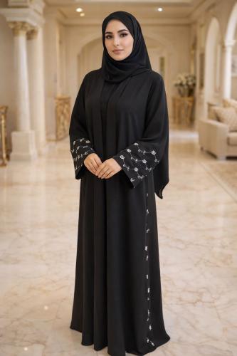 عبايه كتان اكمام روكاما HESS_33