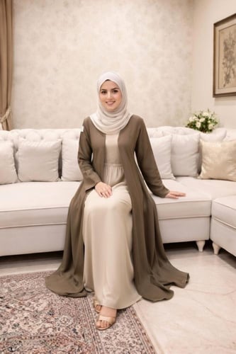 عبايه دبل كلوش قماش لنن HESS_32