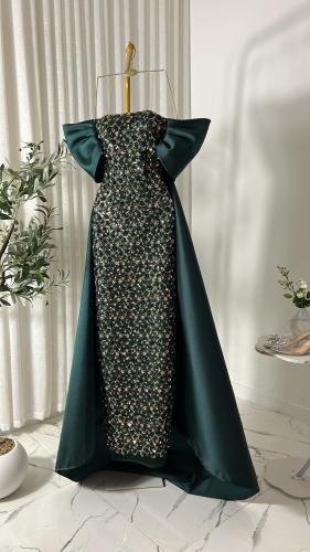 فستان قطعتين خرز وذيل ميكادو 0266