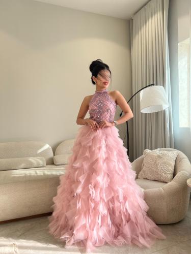 فستان فخم تل وتطريز يدوي 91