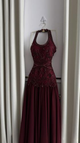 فستان شيفون وتطريز يدوي Y62