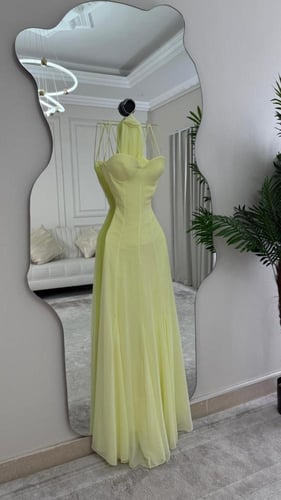 فستان شيفون ليموني P82