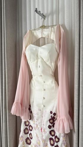 فستان كتان تطريز ملونه R72