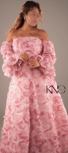 فستان ورد S1 اكمام