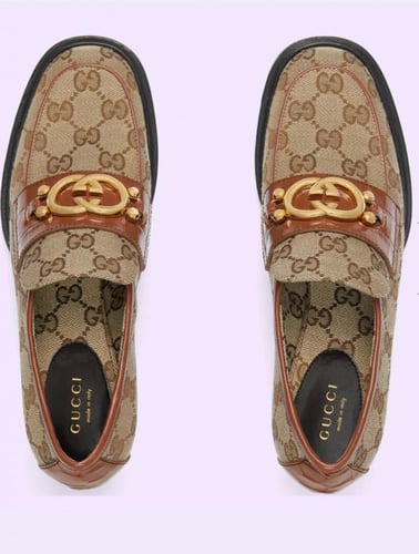 جزمة قوتشي نسائي اللون بني Women's GG loafer with...