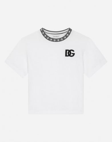 تي شيرت دولتشي اند غابانا Jersey T-shirt with DG l...