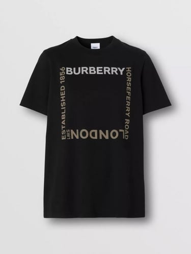 تي شيرت نسائي بربري Horseferry Square Print Cotton