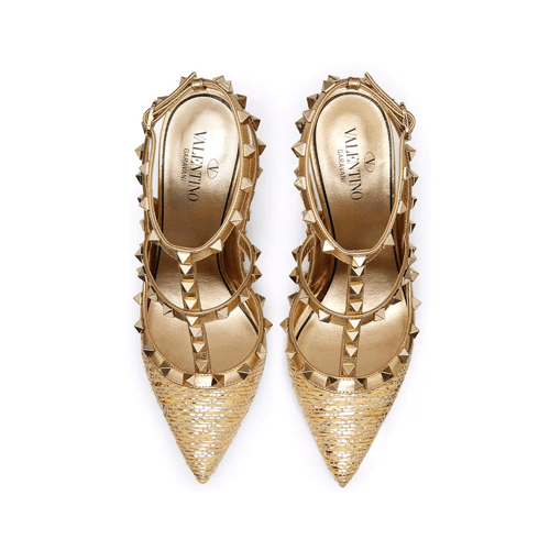 حذاء فالنتينو جارافاني روكستود ذهبي