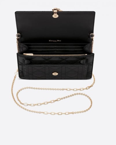 ديور باوتش LADY DIOR CHAIN POUCHBlack Patent Canna...