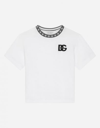 تي شيرت دولتشي اند غابانا Jersey T-shirt with DG l...