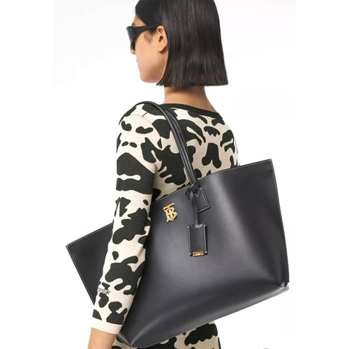 شنطة بربري كبيره اللون اسود Monogram Motif Leather...