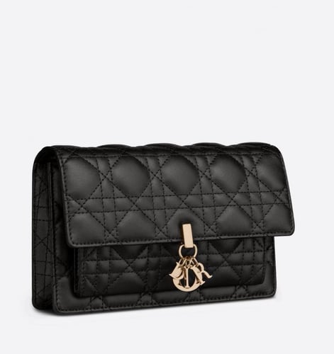 ديور باوتش LADY DIOR CHAIN POUCHBlack Patent Canna...