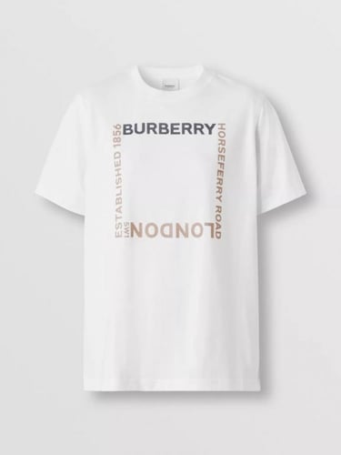 تي شيرت نسائي بربري Horseferry Square Print Cotton