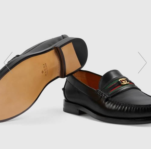 جزمة قوتشي رجالي Men's loafer with Interlocking Gu...