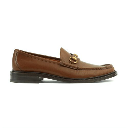 جزمة قوتشي رجال جلد بني Men's loafer with Horsebit