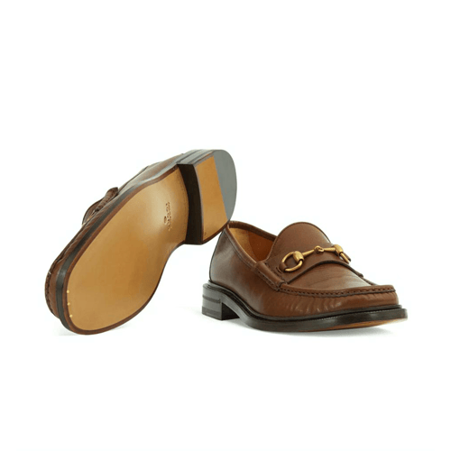 جزمة قوتشي رجال جلد بني Men's loafer with Horsebit