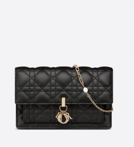 ديور باوتش LADY DIOR CHAIN POUCHBlack Patent Canna...