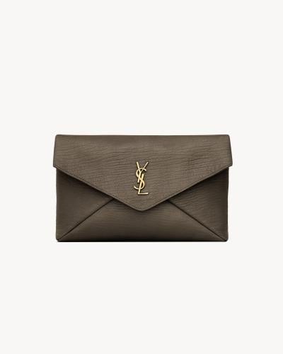 Yves Saint Laurent pouch with snap, with box, and necklace