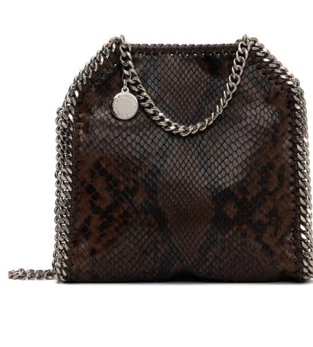 Stella Tiny with snake skin, brown, with a silver chain