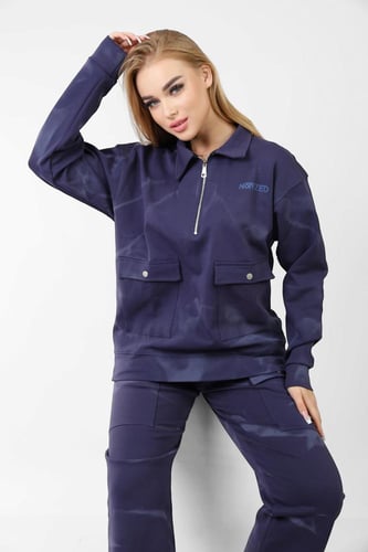 طقم شتوي أزرق غامق بولو- نسائي