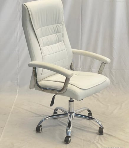 كرسي دوار جلد ملكي طويل ثابت