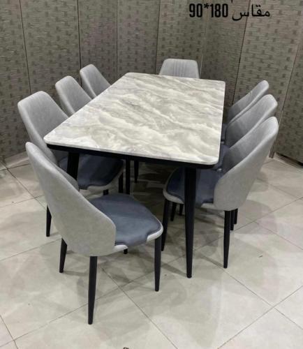 سفرة طعام صيني رخام ٨ كرسي مقاس ١٨٠*٩٠ سم