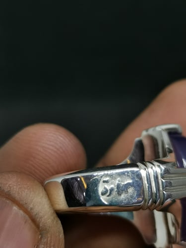 خاتم الفضة بحجر عقيق يماني بنفسج بصياغة حمادة عيار...