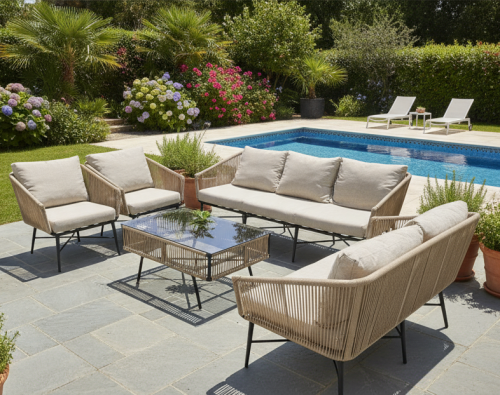 طقم كنب ريفييرا الخارجي 7 افراد بيج