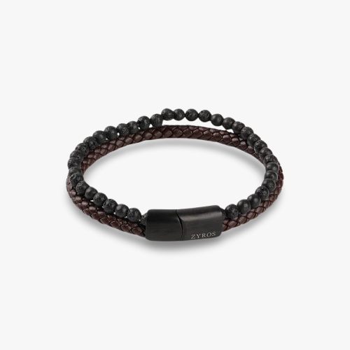 أساور رجالية جلد وخرز