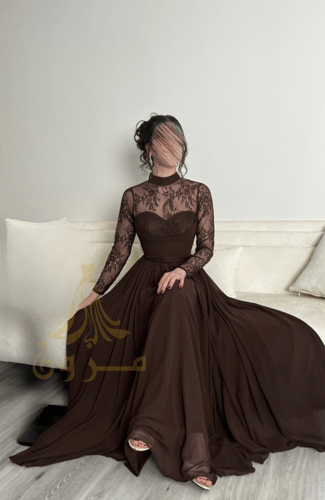 فستان سهرة شيفون ودانتيل - Mazoon Fashion