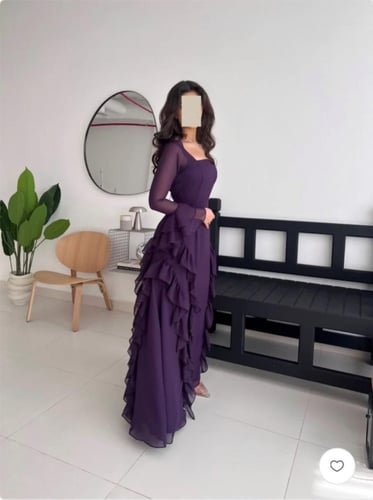 فستان كحلي ناعم كشكشة