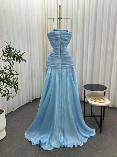 فستان كرنكل سماوي راقي