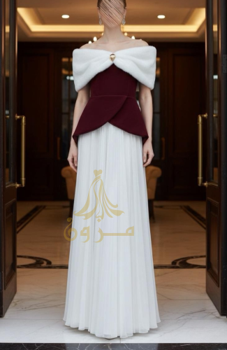 فستان سهره بوليسية باكتاف فرو