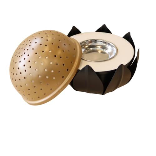 مبخرة وردة اللوتس كبير - أسود