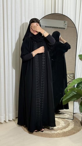 عباية ديم اسود + طرحه