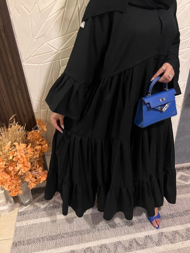 عبايه قماش كتان ميني مت + طرحه