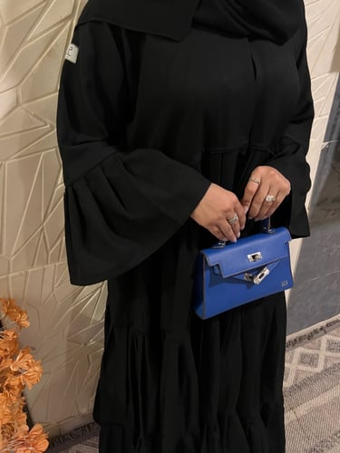 عبايه قماش كتان ميني مت + طرحه