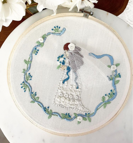 لوحة العروسة مطرزة مقاس 23 سم.