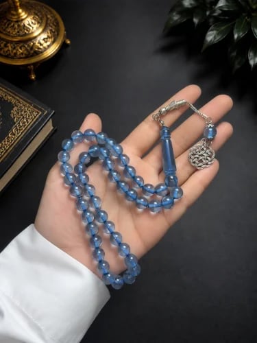 سبحة بكلايت ازرق شفاف