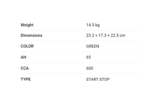 بطارية EFB امارون 65 امبير 12 فولت هندي AMARON 65A...