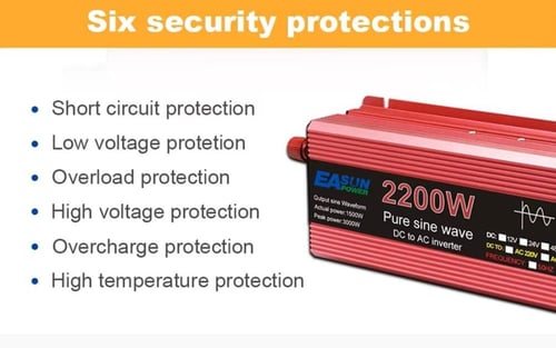 محول كهرباء من 12 فولت DC إلى 220 فولت AC طاقة موج...