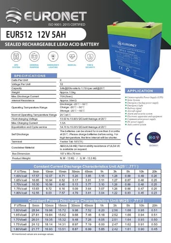 بطارية فيتنامي 5 امبير 12 فولت AGM شحن عميق